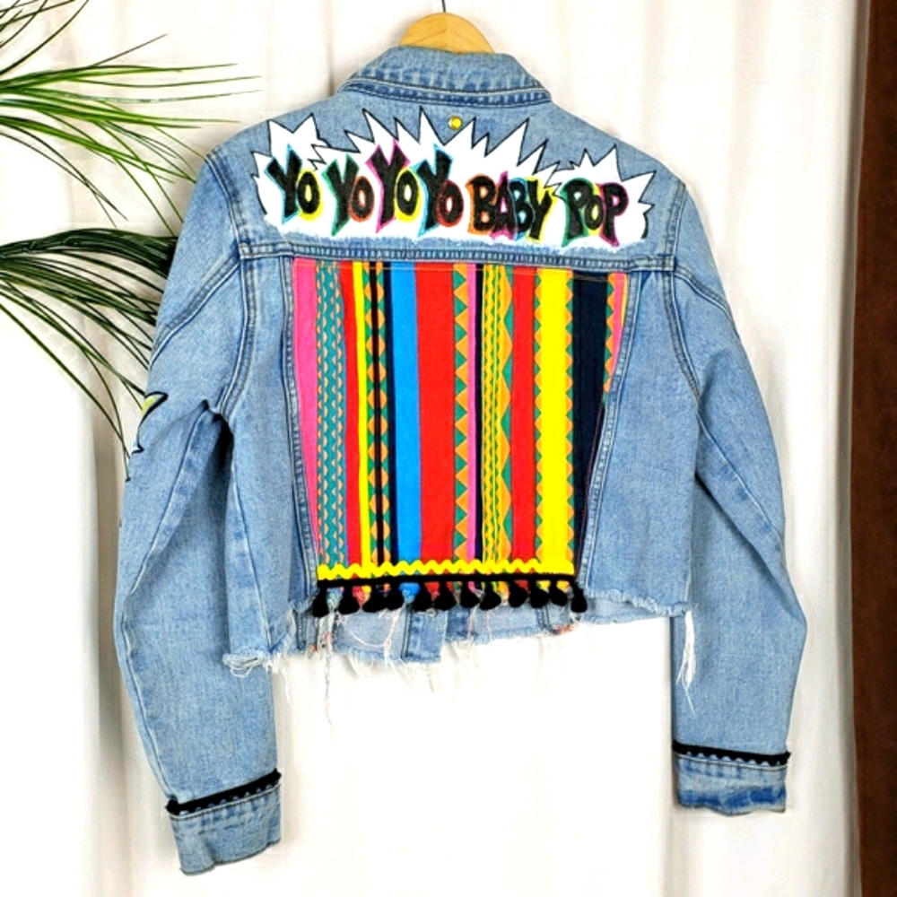 Custom Salt-n-Pepa Inspired Denim Cropped Jacket Size Medium / Large